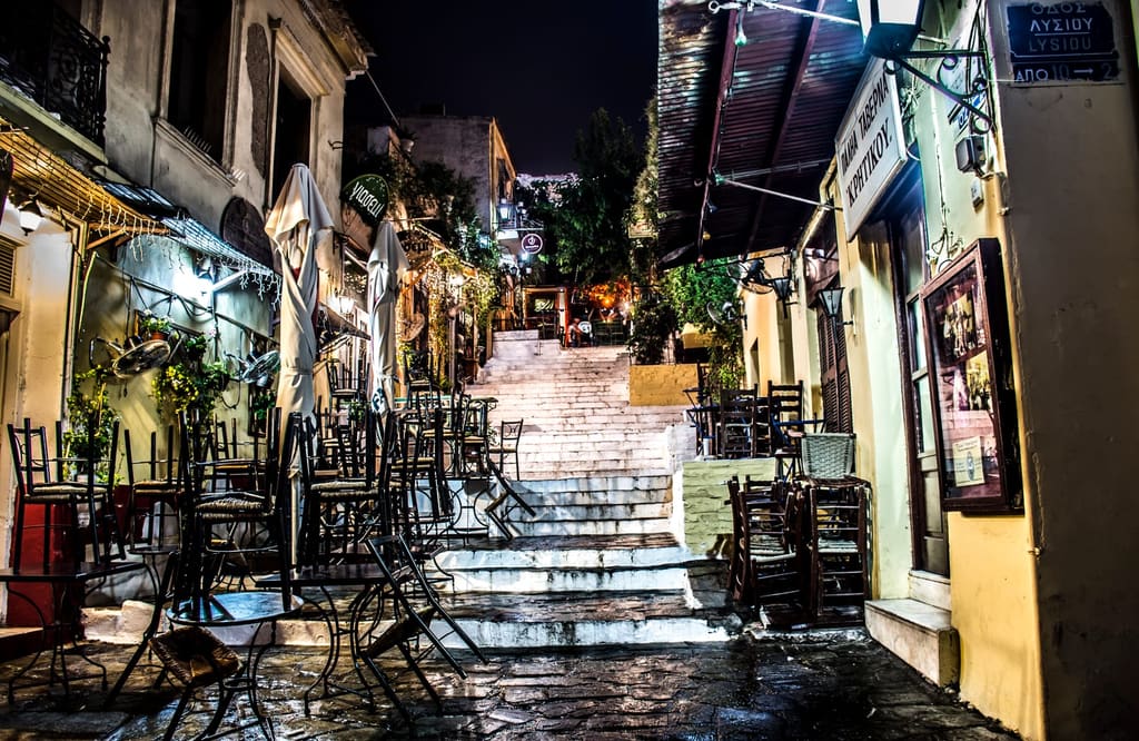 The quiet Anafiotika quarter beneath the Acropolis, Athens